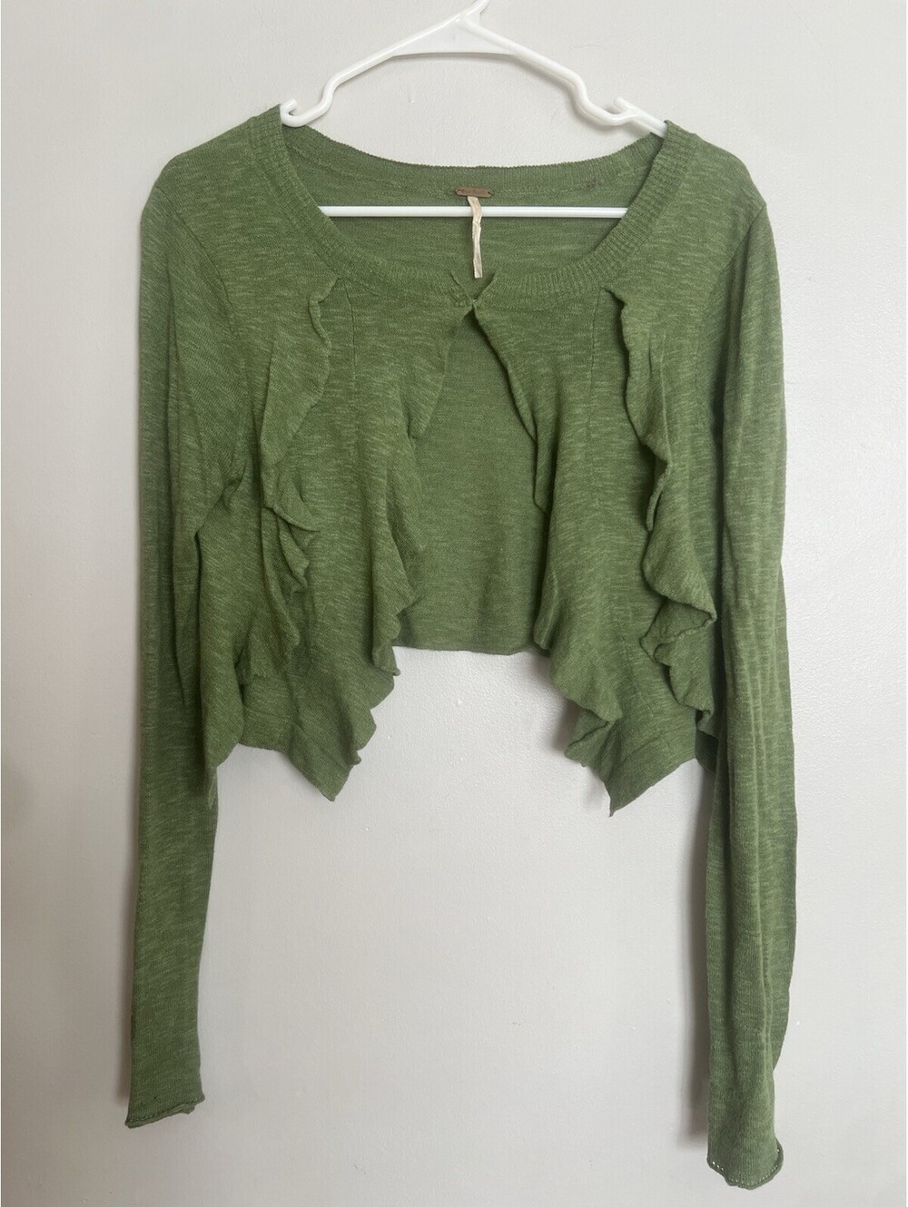 Free People Woman’s Knit Open front Cardigan Green Size Small